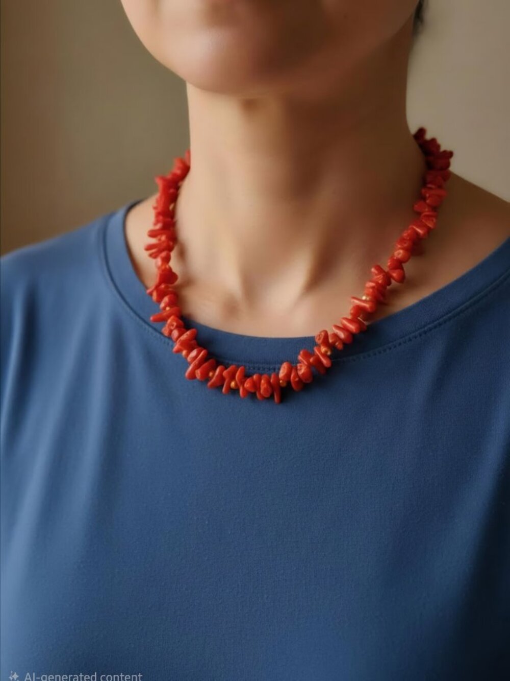 Natural Coral Nugget Necklace